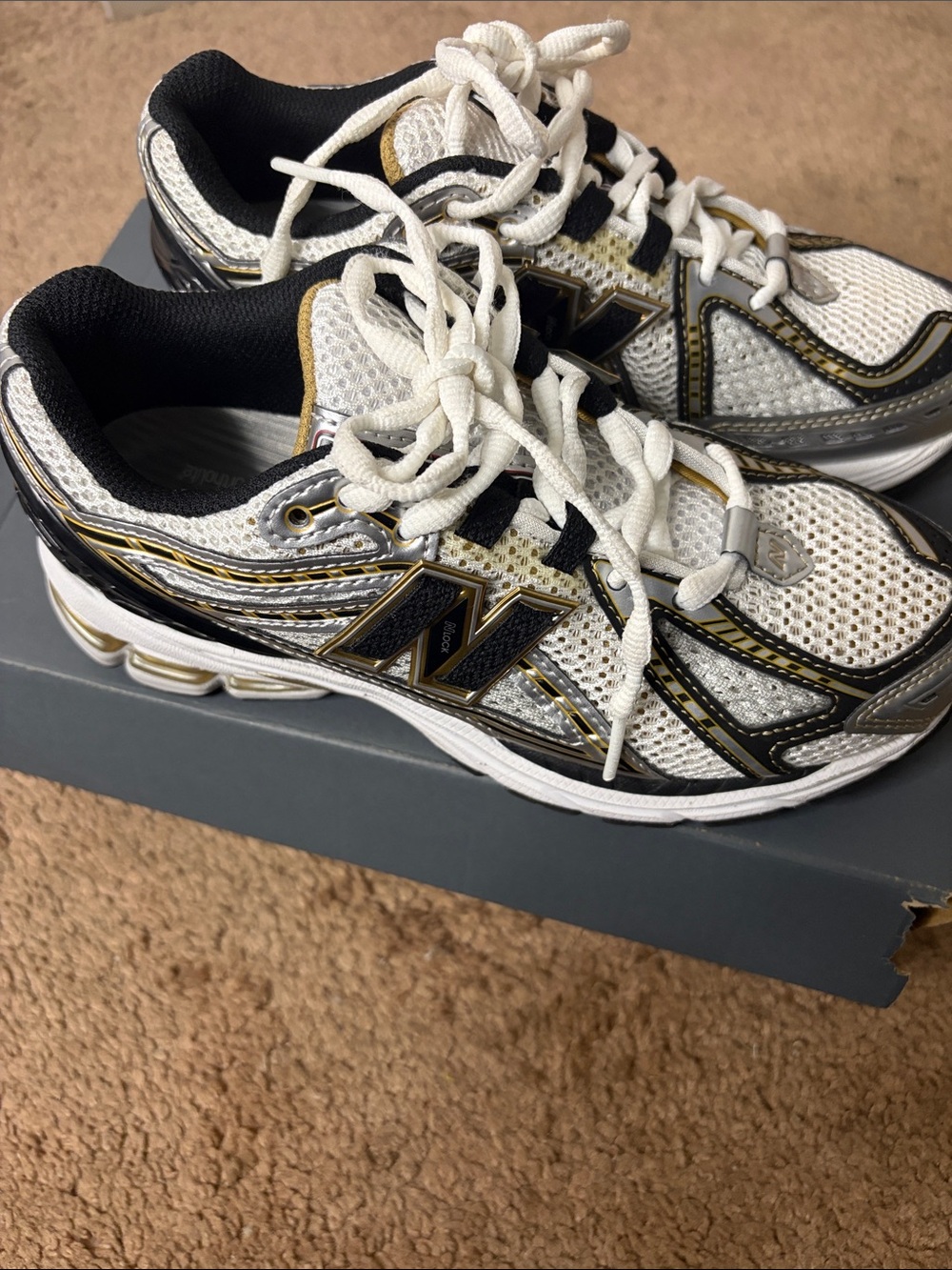 New Balance 1906 Women’s White, Black & Gold Athletic Sneakers